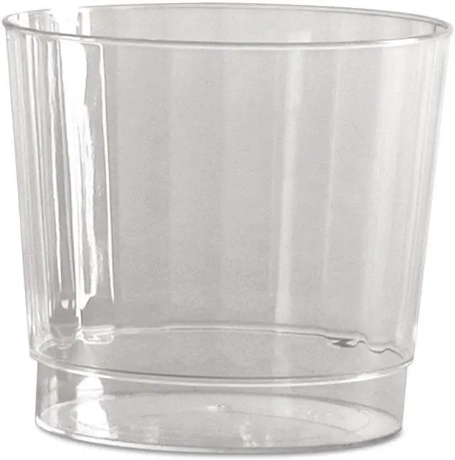 Alt view image 5 of 6 - WNA Classic Crystal Plastic Rocks Tumblers 9 oz. Clear Fluted Squat 12/Pack CCR9240