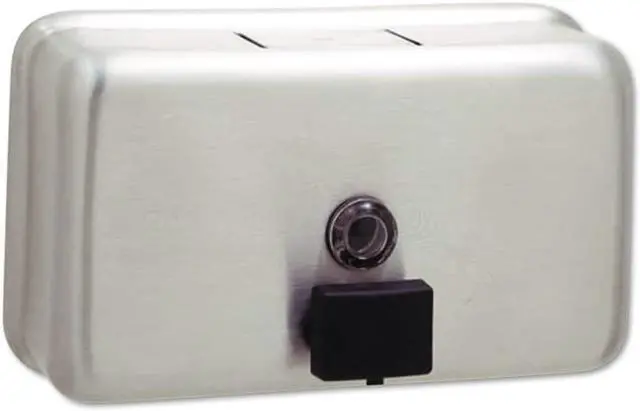 Alt view image 7 of 12 - Bobrick ClassicSeries Surface-Mounted Liquid Soap Dispenser Horizontal 40 oz Metal 2112