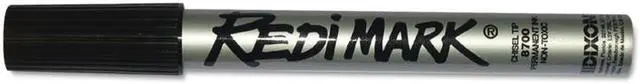 Alt view image 3 of 7 - Dixon Ticonderoga 87170 Redimark Chisel Point Permanent Marker Chisel Marker Point Style - Black Ink - 1 Each