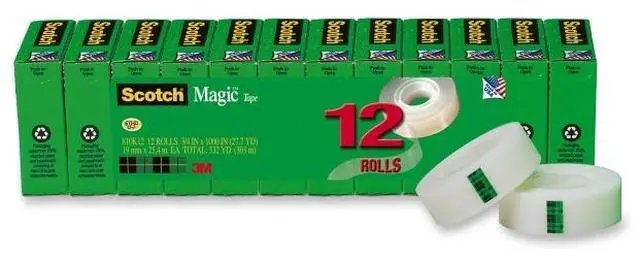 Alt view image 3 of 17 - Scotch Magic Tape Value Pack, 1" Core, 0.75" X 83.33 Ft, Clear, 12/Pack 810K12