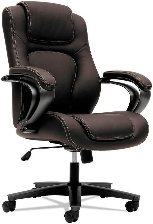 Alt view image 7 of 14 - HON Managerial Office Chair- High-Back Computer Desk Chair with Loop Arms,  Brown (VL402)