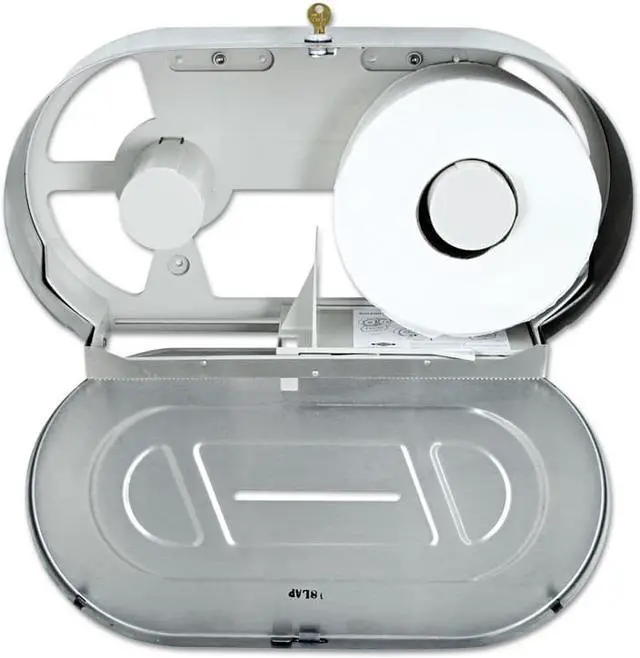 Alt view image 2 of 15 - Bobrick Toilet Tissue 2 Roll Dispenser Stainless Steel Jumbo 2892