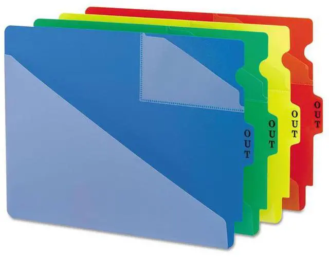 Alt view image 4 of 9 - End Tab Poly Out Guides, Two-Pocket Style, 1/3-Cut End Tab, Out, 8.5 x 11, Yellow, 50/Box
