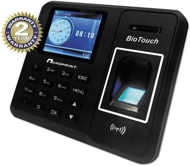 Alt view image 3 of 4 - Acroprint ACP010276000 BioTouch Time Clock, Hours/Minutes/Seconds, 6 x 1 1/2 x 5