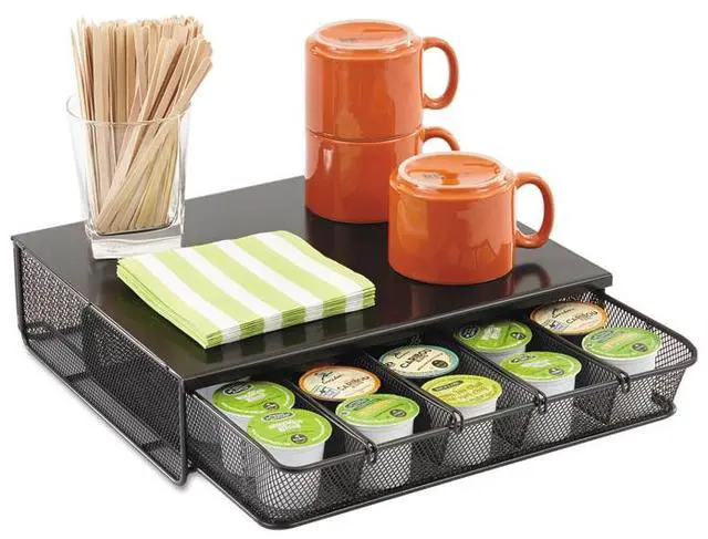 Alt view image 4 of 20 - Safco 1 Drawer Hospitality Organizer 5 Compartments 12 1/2 x 11 1/4 x 3 1/4 Bk 3274BL