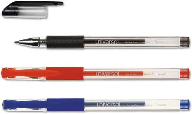 Alt view image 3 of 3 - Universal Gel Stick Roller Ball Pen 0.5 mm Fine Black Ink 1 Dozen 39514