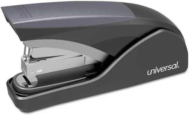 Alt view image 4 of 12 - Universal Deluxe Power Assist Flat-Clinch Full Strip Stapler 25 Sheet Capacity Black/Gray 43040