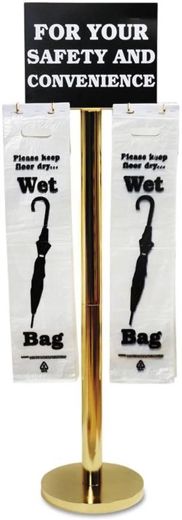 Alt view image 3 of 6 - Tatco - 57029 - Wet Umbrella Bag Stand, 16w x 12d x 54-1/2h, Brass-Plated Metal