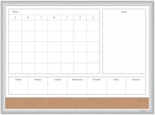 Alt view image 9 of 20 - U Brands 4N1 Magnetic Dry Erase Combo Board 36 x 24 White/Natural 3891U00-01