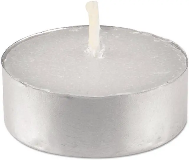 Alt view image 3 of 4 - Sterno STE40100 Tealight Candle, 5 Hour Burn, 1/2 Inch H, White, 50/Pack, 10 Packs/Carton