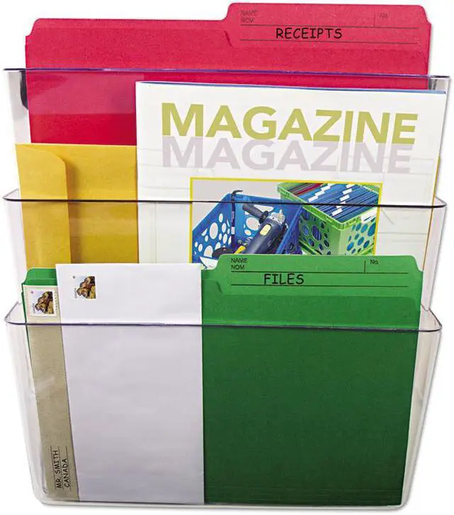 Alt view image 4 of 9 - Storex Wall File Legal 16 x 14 Three Pocket Smoke 70247U06C