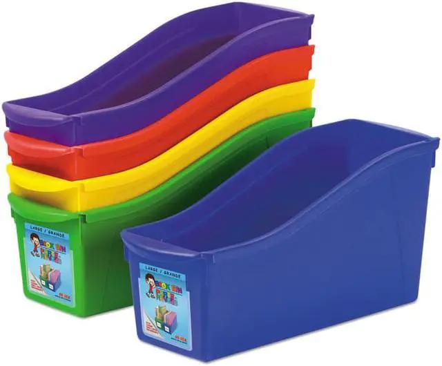 Alt view image 4 of 17 - Storex Interlocking Book Bins 4 3/4 x 12 5/8 x 7 5 Color Set Plastic 70105U06C