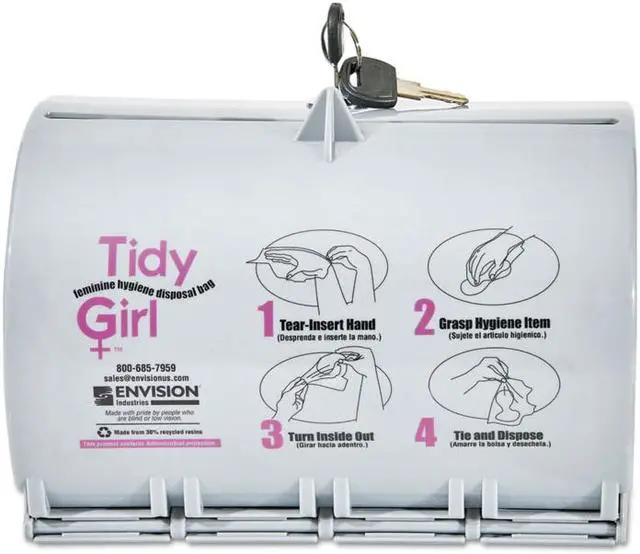 Alt view image 12 of 20 - Tidy Girl Plastic Feminine Hygiene Disposal Bag Dispenser, Gray TGUDPV2