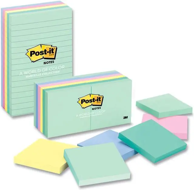 Alt view image 11 of 20 - 3M 6605PKAST 4 x 6 Ruled Five Colors Five 100-Sheet Pads Pack