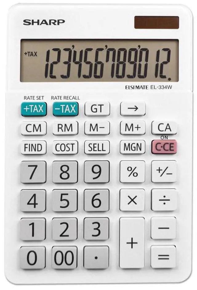 Alt view image 5 of 15 - Sharp EL-334W Large Desktop Calculator 12-Digit LCD EL334W