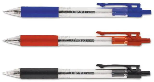 Alt view image 5 of 14 - UNIVERSAL Economy Retractable Ballpoint Pen Black Ink Clear 1mm Dozen 15530