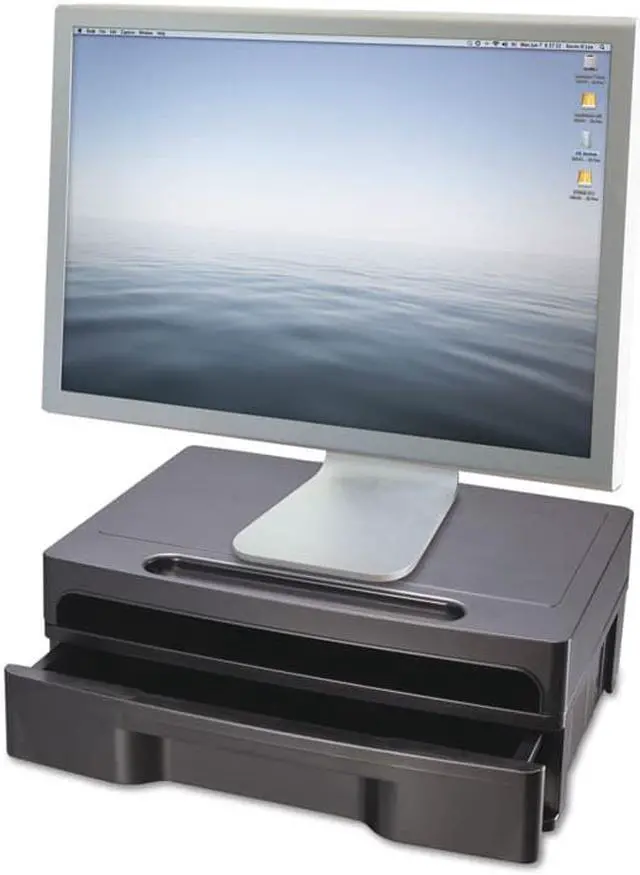 Alt view image 10 of 20 - Officemate Monitor Stand with Drawer 13 1/8 x 9 7/8 x 5 Black 22502