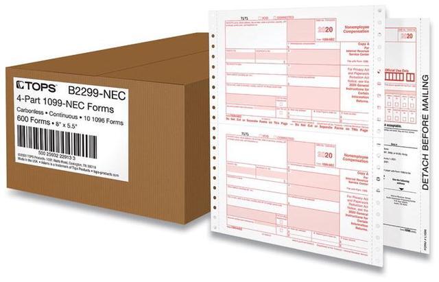 Alt view image 2 of 10 - 4-Part 1099-NEC Continuous Tax Forms, 8.5 x 11, 24/Pack 2299NEC