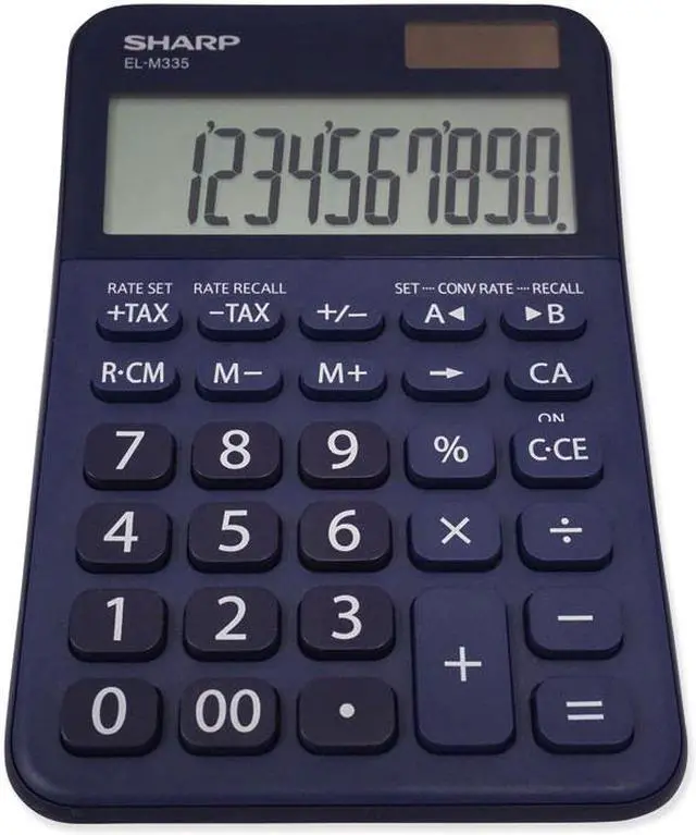 Alt view image 5 of 14 - Sharp ELM335BBL Desktop Calculator 10-Digit LCD Blue