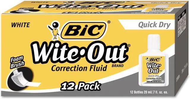 Alt view image 2 of 11 - Bic Wite-Out Quick Dry Correction Fluid 20 ml Bottle White 1/Dozen WOFQD12WE