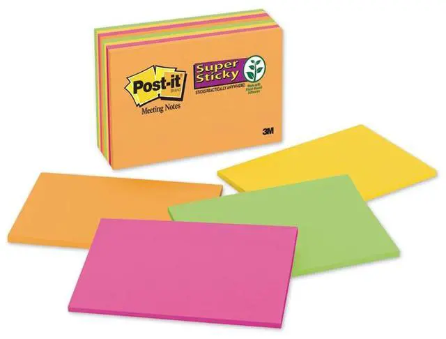 Alt view image 12 of 20 - Post-it Meeting Notes in Rio de Janeiro Colors 6 x 4 45-Sheet 8/Pack 6445SSP