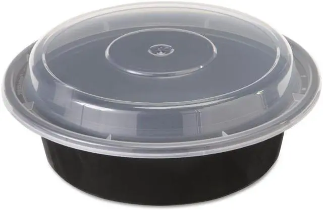 Alt view image 2 of 4 - Pactiv VERSAtainers 1-Comp Black/Clear 24oz 7"dia 150/Carton NC723B