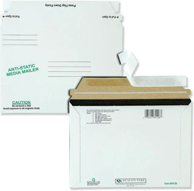 Alt view image 2 of 3 - Quality Park Antistatic Fiberboard Disk Mailers 6 x 8.625 inches White Box of 25 (64126)