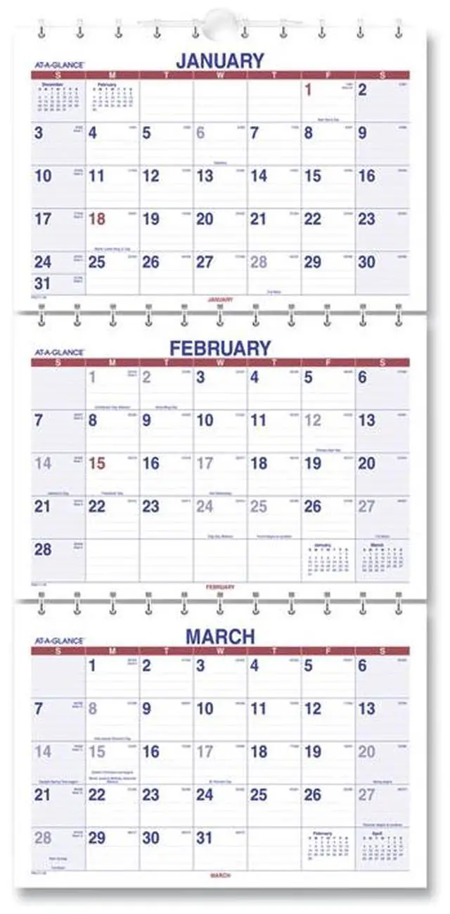 Alt view image 6 of 7 - AT-A-GLANCE Move-A-Page Three-Month Wall Calendar 12 x 27 Move-A-Page 2021