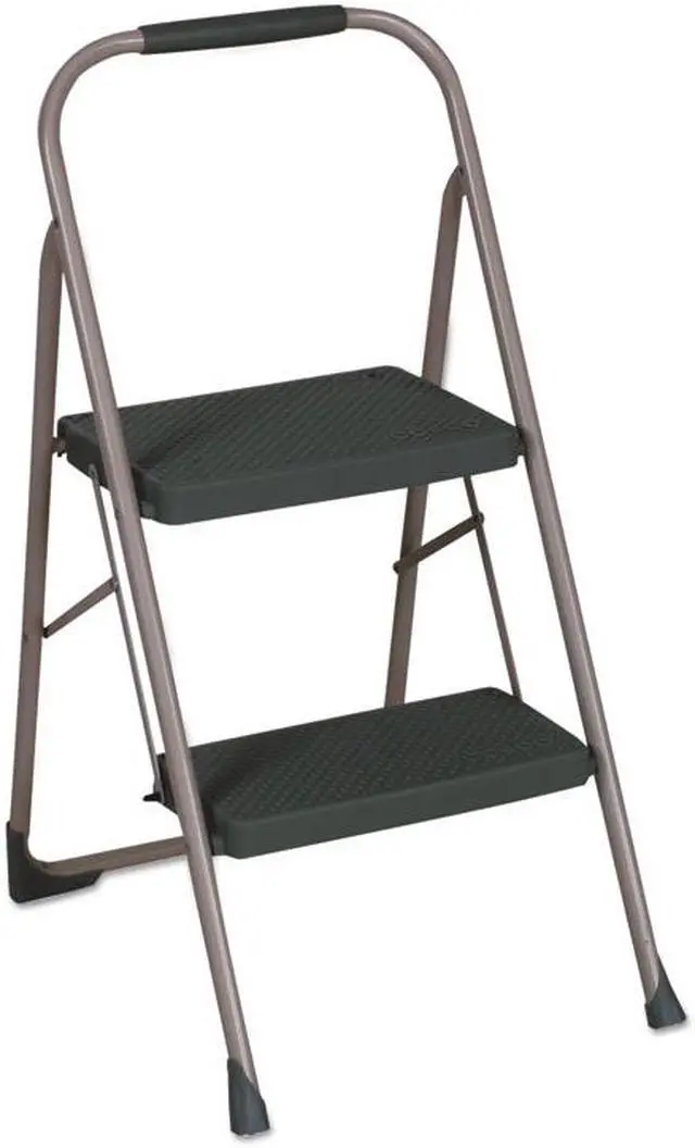 Alt view image 4 of 11 - Cosco 2-Step Big Step Folding Stool 200lb 22" Spread Black/Gray 11308PBL1E