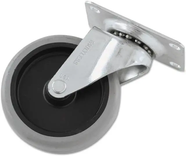 Alt view image 2 of 4 - Non-Marking Plate Casters Swivel Mount Plate 4" Wheel Black/Gray/Silver FG1011L20000