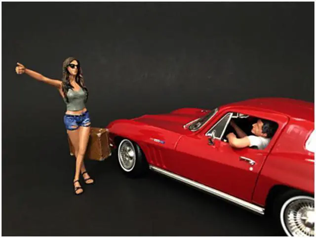 Alt view image 8 of 10 - Hitchhiker 2 piece Figurine Set (Green Shirt) for 1/18 Scale Model Cars by American Diorama