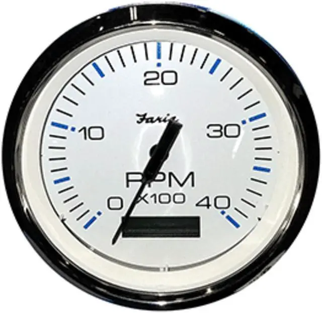 Alt view image 3 of 7 - Faria 4" Tachometer w/Hourmeter (4000 RPM) (Diesel) Mech. Takeoff & Var. Ratio Alt