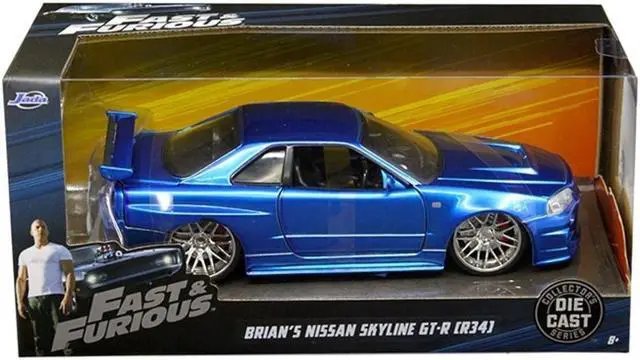 Alt view image 6 of 6 - Jada Toys Fast & Furious 1:24 Diecast - 2002 Nissan Skyline GT-R R34 - Blue