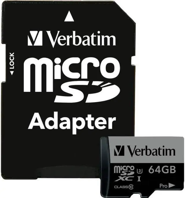 Alt view image 20 of 20 - Verbatim Memory Card microSDXC w/Adapter 64GB BK/GY 47042