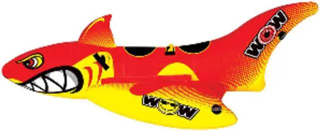 Alt view image 3 of 9 - WOW Watersports Inflatable Big Shark 2 Person Towable Boating Tube w/ Handles