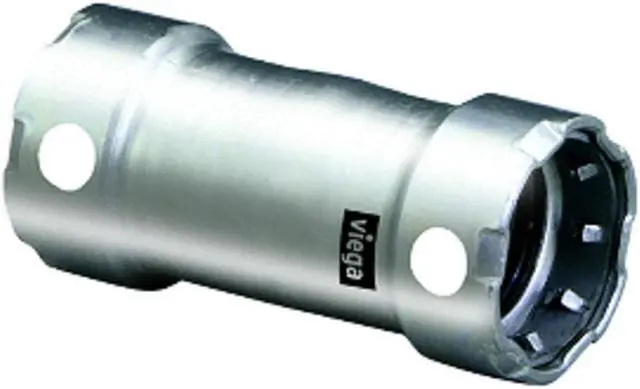 Alt view image 3 of 7 - Viega Megapress 3/4" Stainless Steel 304 Coupling W/O Stop - Double Press Connection - Smart Connect Technology