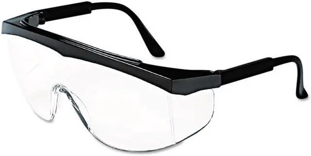 Alt view image 3 of 7 - Mcr Safety Stratos Safety Glasses, Black Frame, Clear Lens SS110