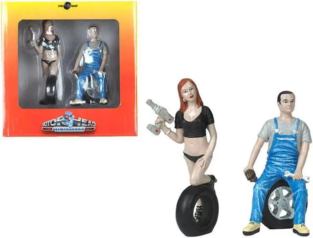 Alt view image 4 of 7 - Michele and Derek Tire Brigade 2 piece Figurine Set 1/18 by Motorhead Miniatures