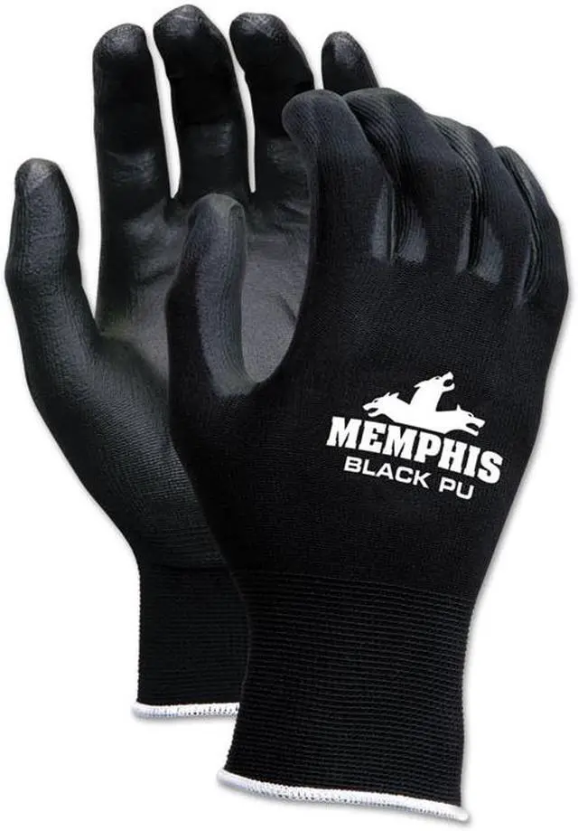 Main image of Economy PU Coated Work Gloves, Black, Small, 1 Dozen 9669S