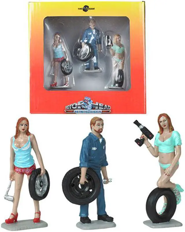 Alt view image 4 of 7 - Michelle, Meg and Gary Tire Brigade 3 piece Figurine Set 1/24 by Motorhead Miniatures