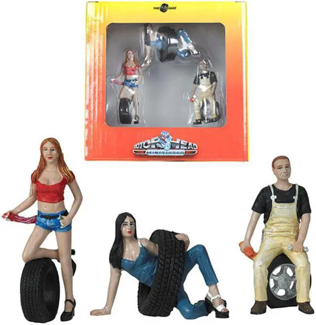 Alt view image 3 of 8 - Val, Andie and Derek Tire Brigade 3 piece Figurine Set 1/24 by Motorhead Miniatures