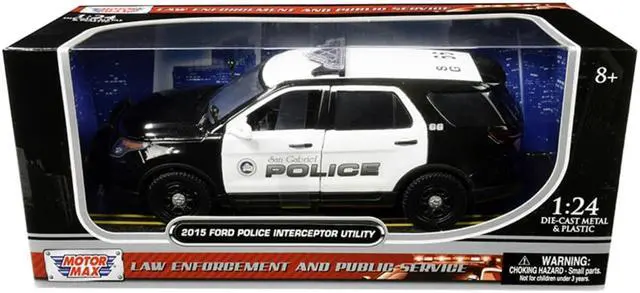 Alt view image 2 of 6 - 2015 Ford Police Interceptor Utility "San Gabriel Police" (California) Black and White 1/24 Diecast Model Car by Motormax