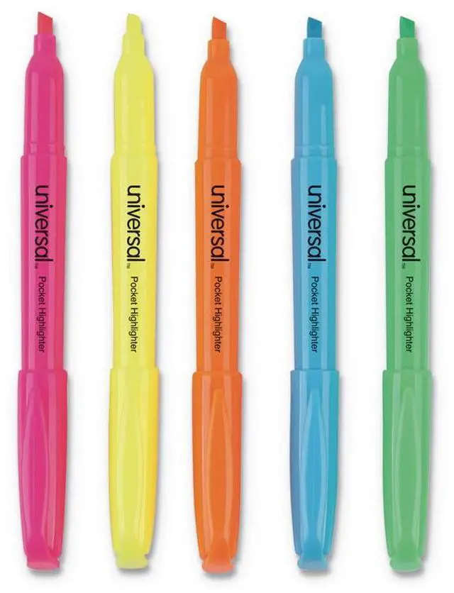 Alt view image 3 of 16 - Universal Pocket Clip Highlighter Chisel Tip Fluorescent Yellow Ink 36/Pack 08856