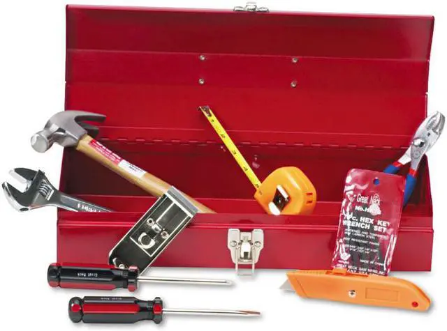 Alt view image 4 of 4 - Great Neck 16-Piece Light-Duty Office Tool Kit Metal Box Red CTB9