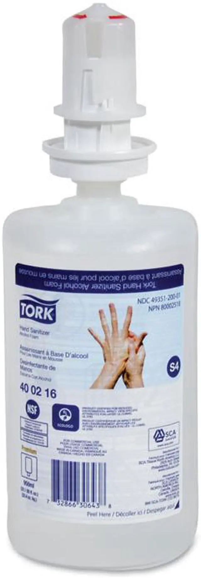 Alt view image 2 of 4 - Tork Premium Alcohol Foam Hand Sanitizer 1 L Bottle Unscented 6/Carton 400217