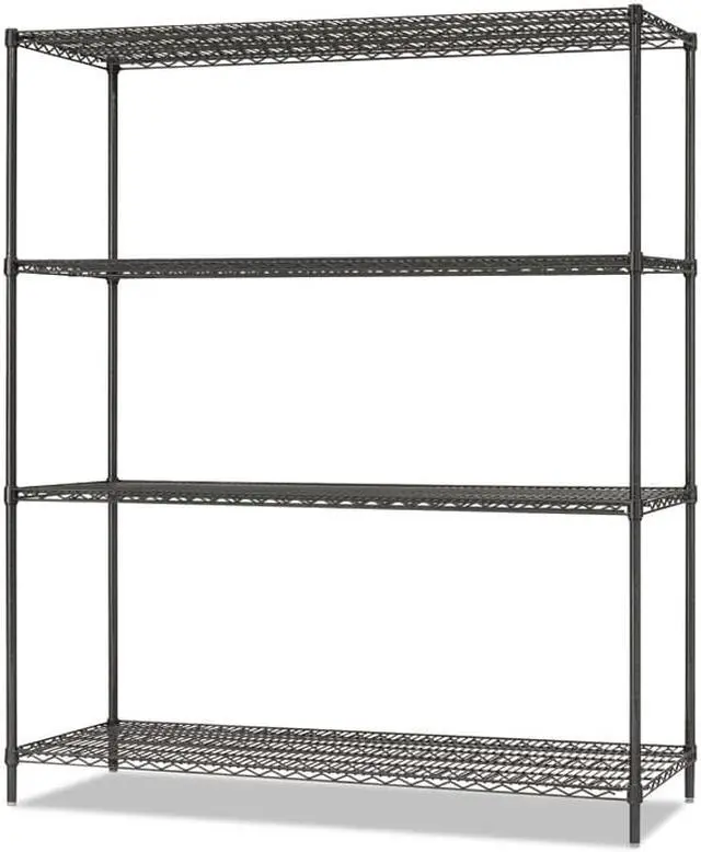 Alt view image 4 of 12 - Alera - 4TIND6018BA - All-Purpose Wire Shelving Starter Kit, 4-Shelf, 60 x 18 x 72, Black Anthracite+