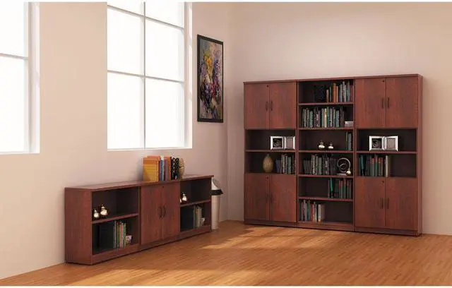 Alt view image 6 of 13 - Alera Valencia Series Bookcase Three-Shelf 31 3/4w x 14d x 39 3/8h Mahogany VA634432MY