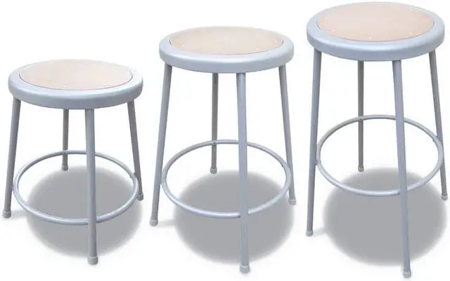 Alt view image 5 of 13 - Industrial Stool, 24", Brown/Gray Seat