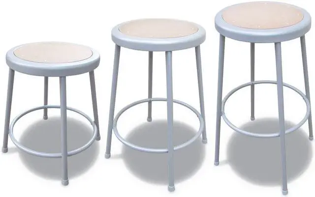 Alt view image 5 of 8 - Industrial Stool, 30", Brown/Gray Seat