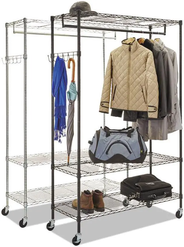 Alt view image 6 of 16 - Alera WIRE SHELVING GARMENT RACK, 30 GARMENTS, 36W X 18D X 75H, SILVER ALEGR363618SR